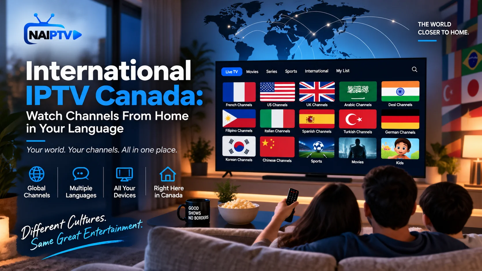 International IPTV Canada multilingual streaming with NAIPTV